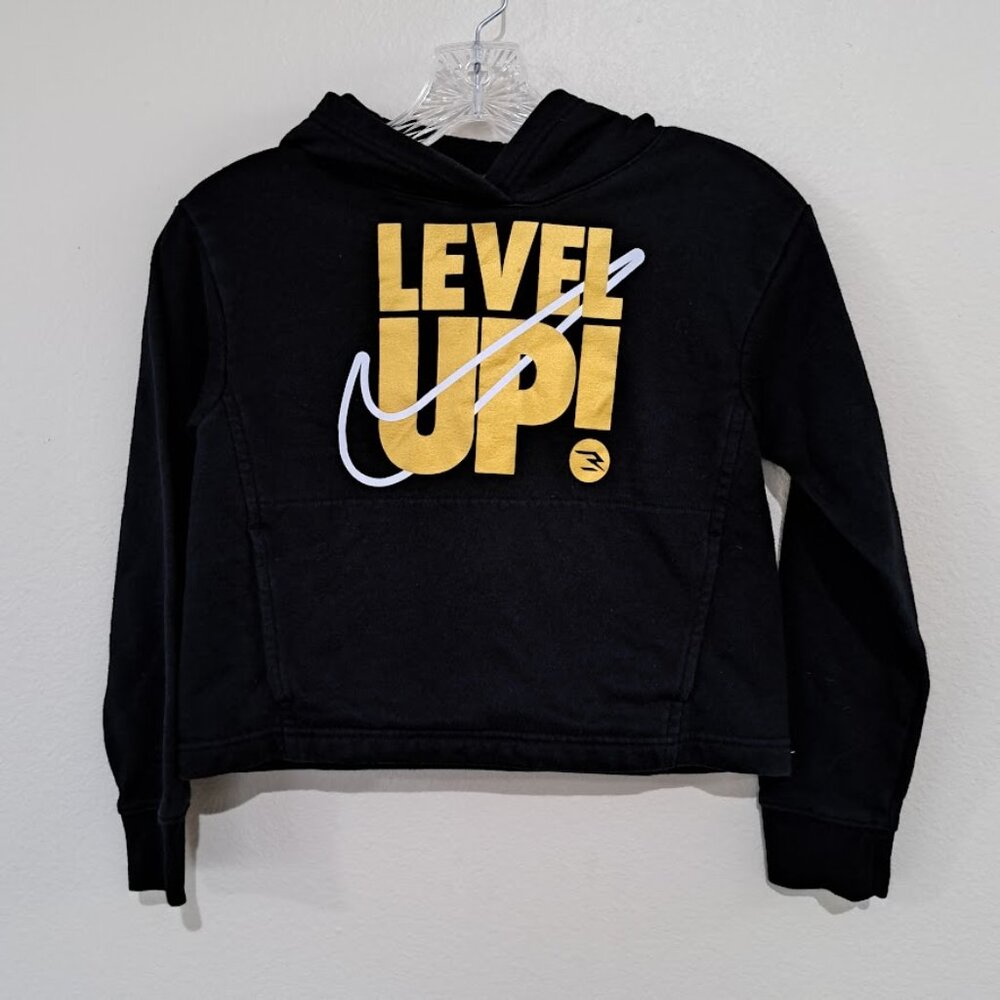Nike 3 Brand Youth medium hoodie sweatshirt gold lettering black‎ long sleeve